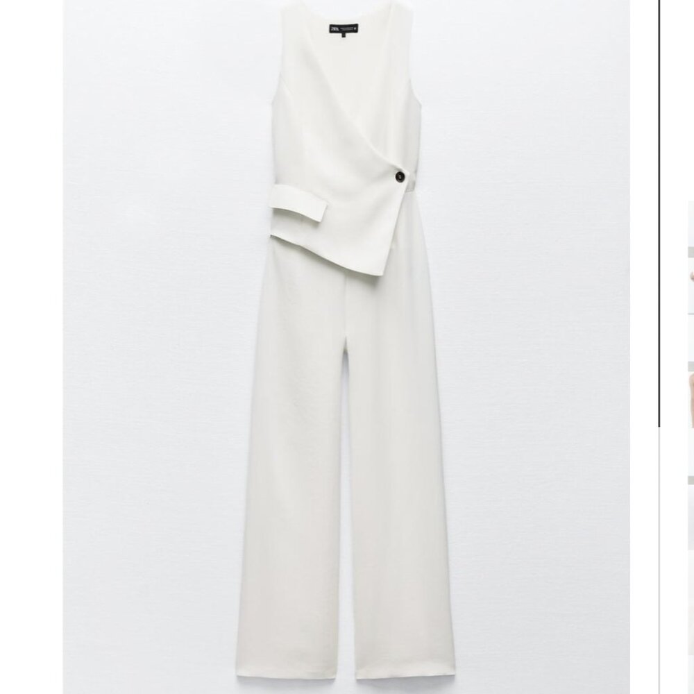 Zara White Sleeveless Jumpsuit
